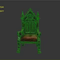 Gothic Style Chair With Ornate Carvings Red Velvet Seat And Decorative Armrests