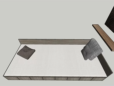 Cozy Bedroom Bed Setup With Wooden Frame White Mattress Gray Pillow And Brown Blanket 3d model