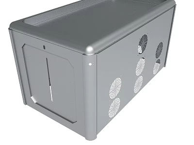 Gray Metal Equipment Enclosure With Ventilation Holes And Panel Door 3d model