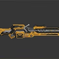 Yellow And Black Mechanical Weapon With Metallic Structure Long Barrel And Complex Parts