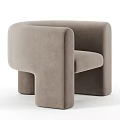 Modern Minimalist Beige Velvet Accent Chair With Rounded Armrest And Smooth Design