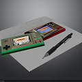 Retro Handheld Game Consoles Green Red Devices On White Paper With Black Pen
