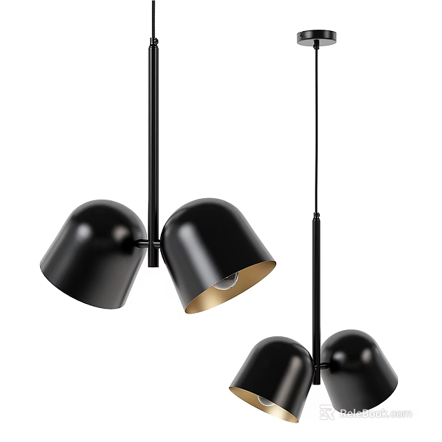 Modern Black Hemispherical Shade Pendant Chandelier Design For Interior Lighting 3d model 