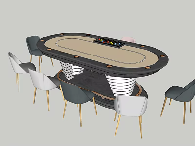 Modern gaming table Texas holdem poker 3d model