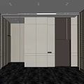 Modern Elevator Hallway Interior With Light Wood Panels And Marble Floor 3d model