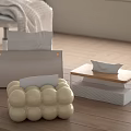 Modern Minimalist Decorative Ornament Set With Ceramic Spherical Wooden Layered And Leather Rectangular Designs