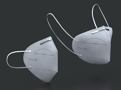 High Quality Medical Device KN95 Masks With Elastic Ear Loops For Respiratory Protection 3d model