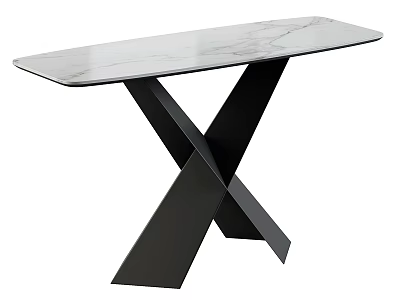 Modern Dining Table Set With Marble Top And Black X Shaped Legs 3d model