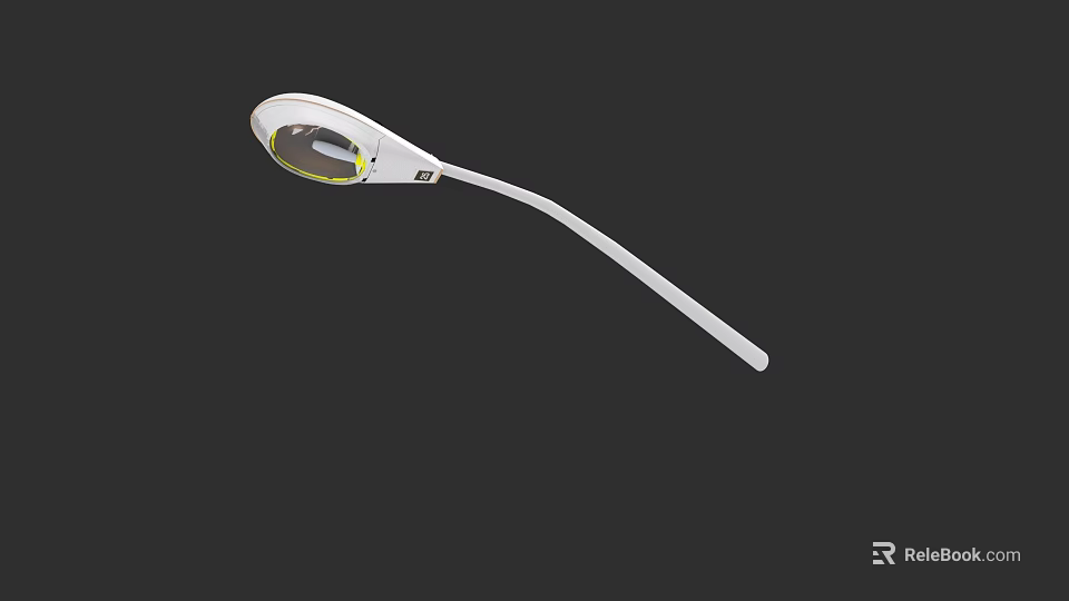 White Outdoor Street Light Featuring Curved Pole For Outdoor Illumination 3d model 