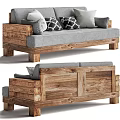 Modern Two Seater Sofa With Wooden Frame Gray Cushion And Decorative Pillows