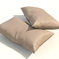 Two Beige Linen Soft Decorative Pillows on White Background for Home Decor