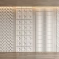 Modern Textured Wall Panels With Various Geometric Patterns Fish Scale Grid Vertical Stripe And Herringbone 3d model