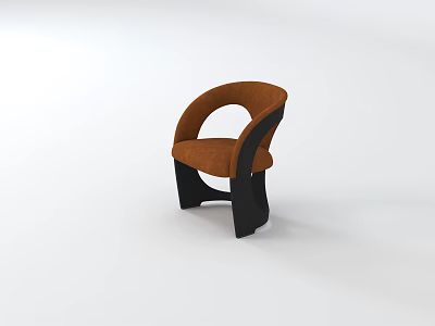 Modern Single Chair With Orange Cushion And Black Curved Frame Design 3d model