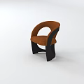 Modern Single Chair With Orange Cushion And Black Curved Frame Design