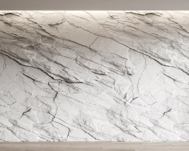 Natural Stone Background Wall With White Textured Surface And Modern Design 3d model 