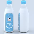 Fresh Organic Milk in Transparent Bottles with Blue Caps High Quality
