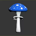 Vibrant Blue Mushroom with White Spots and White Stem Decorative Plant
