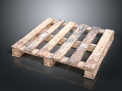 Sturdy Wooden Pallet Construction Featuring Natural Wood Slats And Support Blocks Design 3d model