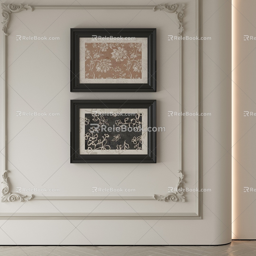 Middle Ancient Style Decorative Painting 3d model