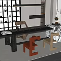 Tea table and chair combination 3d model