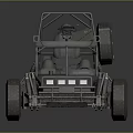 Gray Off Road Dune Buggy With Green Accents Large Tires And Open Frame