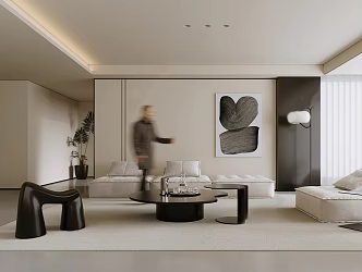 Modern Living Room Simple Guest Dining Room 3d model