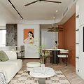Modern Apartment Living Room With Sofa Coffee Table And Ceiling Fan