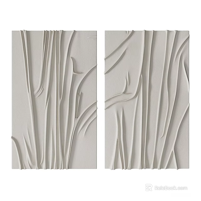Abstract Painting With 3D Textured Flowing Lines In Neutral Tone For Modern Wall Decor 3d model 