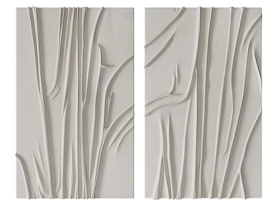 Abstract Painting With 3D Textured Flowing Lines In Neutral Tone For Modern Wall Decor 3d model