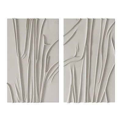 Abstract Painting With 3D Textured Flowing Lines In Neutral Tone For Modern Wall Decor 3d model