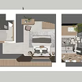 Modern Apartment Living Room Interior With Large Windows White Sofa Pendant Lights And Decorative Shelves