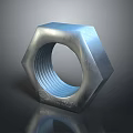 Hexagonal Metal Nut With Threaded Hole And Shiny Industrial Surface Design