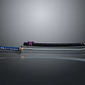 Samurai Sword With Blue Handle Black Scabbard Purple Decoration And Sharp Blade