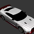 White Sports Car With Black Wheels Red Accents And Sharp Front Design