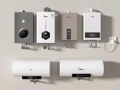 Household Electric Water Heaters with Wall Mounted and Cylindrical Designs for Home Use 3d model