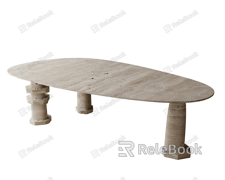 Modern Stone Oval Dining Table model