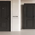 Black Modern Hinged Doors by POUFORM with Classic Panels in Interior Design 3d model