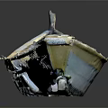 Old Blue And White Wooden Boat With Worn Hull Interior Seating And Red Stern Object
