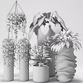 Bonsai Potted Plants With Green Hanging Leaves Purple Foliage And Decorative Ceramic Pots