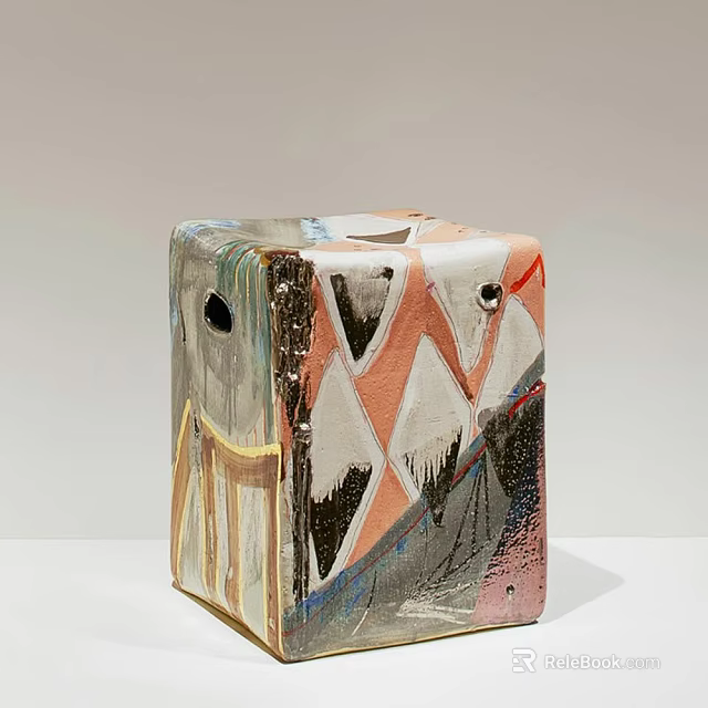 Artistic Colorful Geometric Pattern Side Table with Unique Abstract Design and Vibrant Hues 3d model 