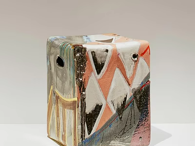 Artistic Colorful Geometric Pattern Side Table with Unique Abstract Design and Vibrant Hues 3d model