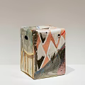 Artistic Colorful Geometric Pattern Side Table with Unique Abstract Design and Vibrant Hues