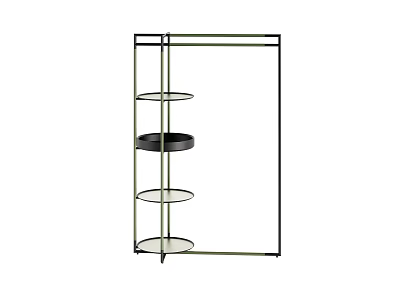 Modern Shelving Unit with Metal Frame and Circular Glass Shelves Contemporary Design for Home Storage 3d model