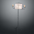 Musical Instruments Music Stand with Sheet Music and Candles on Metal Frame