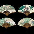 Traditional Chinese Folding Fans As Decorative Wall Hangings With Artistic Patterns And Tassels