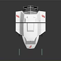 Futuristic White Aerodynamic Vehicle With SS Logo Sleek Design And Smooth Surface