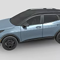 Light Blue Modern SUV With Black Roof Wheels And Front Grille Design