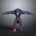 Mythical Wolf Headed Man Figure With Open Arms And Ornate Arm Leg Bands