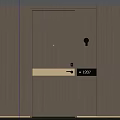 Wooden Room Door With Modern Handle And Room Number 1207 Sign