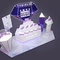 Elegant YVOIRE Diamond Shaped Purple Transparent Step Style Cosmetics Display Shelves